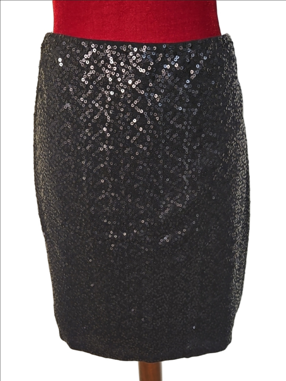CAbi Black Sequin Pencil Skirt Size Large